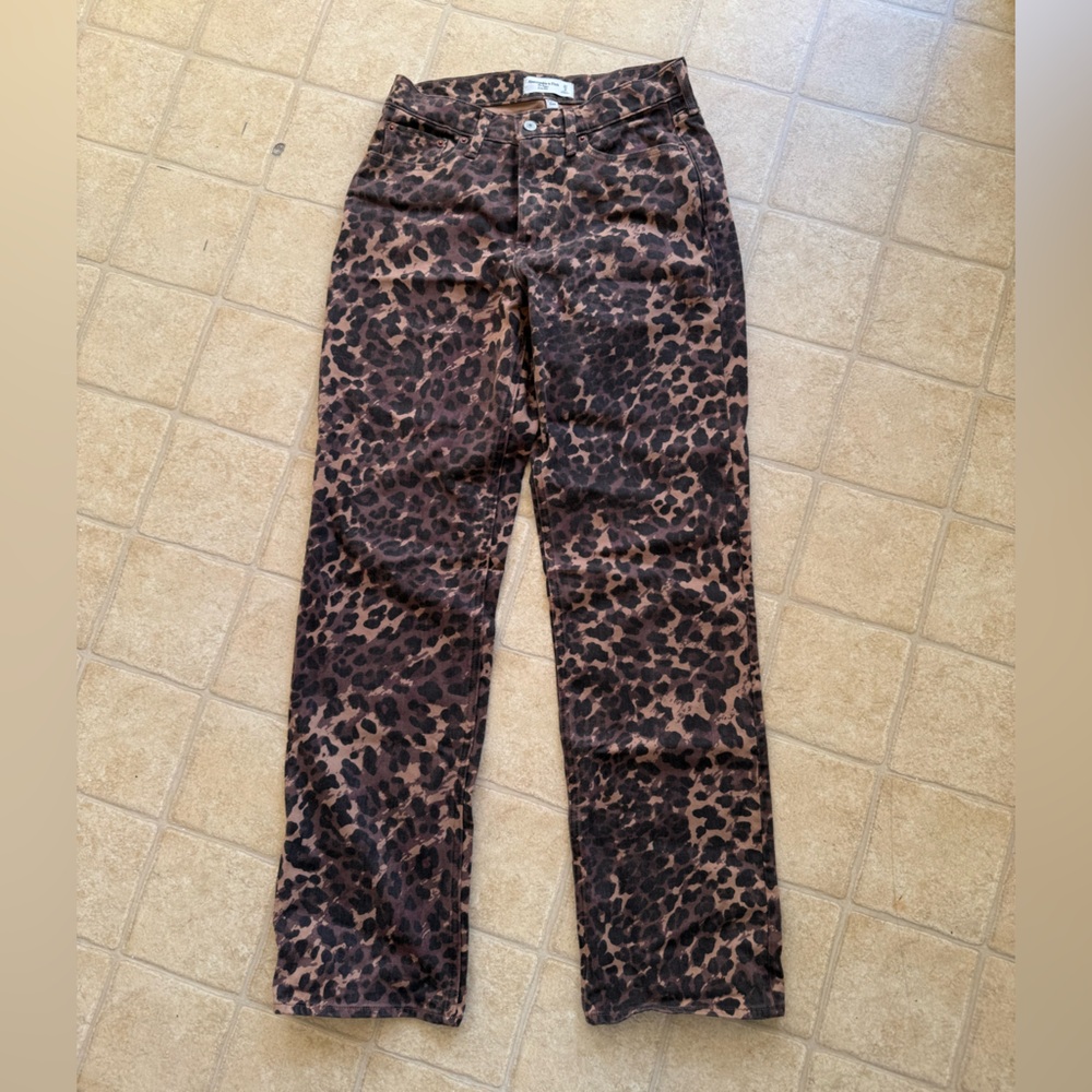 Abercrombie & Fitch Brown Leopard Print Pants